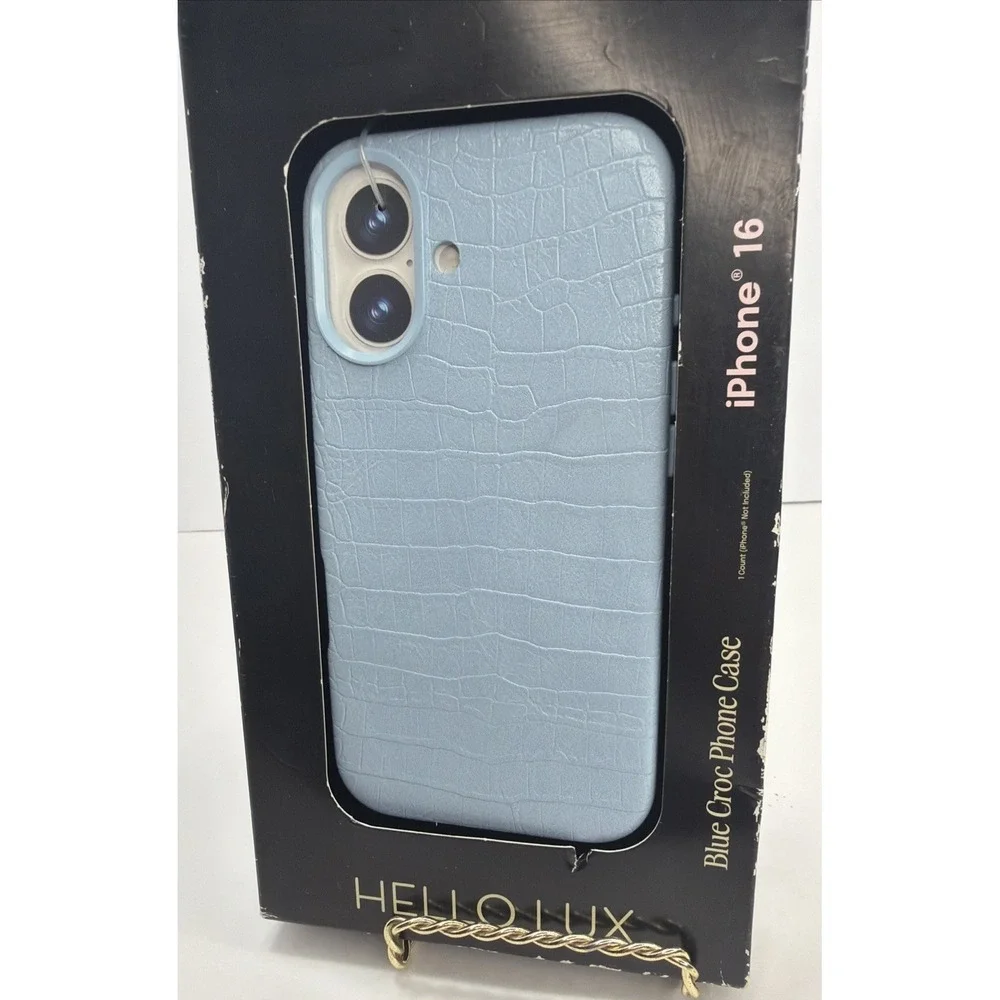 Hello Lux iPhone 16 Light Blue Croc Phone Case New In Box